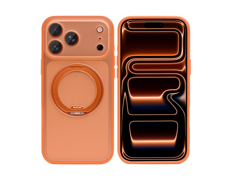 Rixus SnapGrip 360 Case For Apple iPhone 17 Pro Max, 18 Pro Max Orange