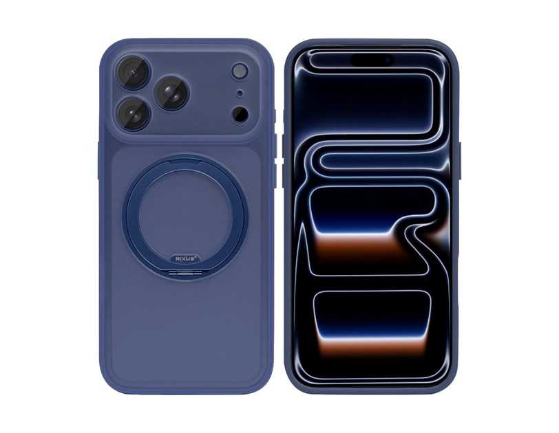 Rixus SnapGrip 360 Case For Apple iPhone 17 Pro, 18 Pro Blue