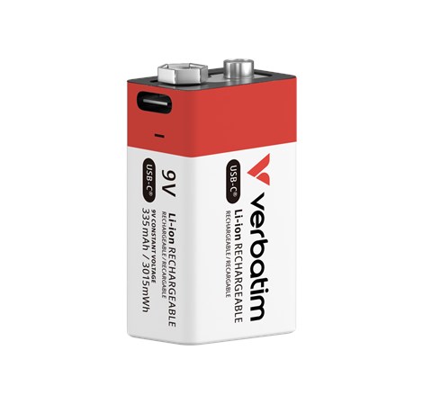 Verbatim 9V-6LR61 USB-C punjiva baterija, 9.0V, 335 mAh (1 komad)