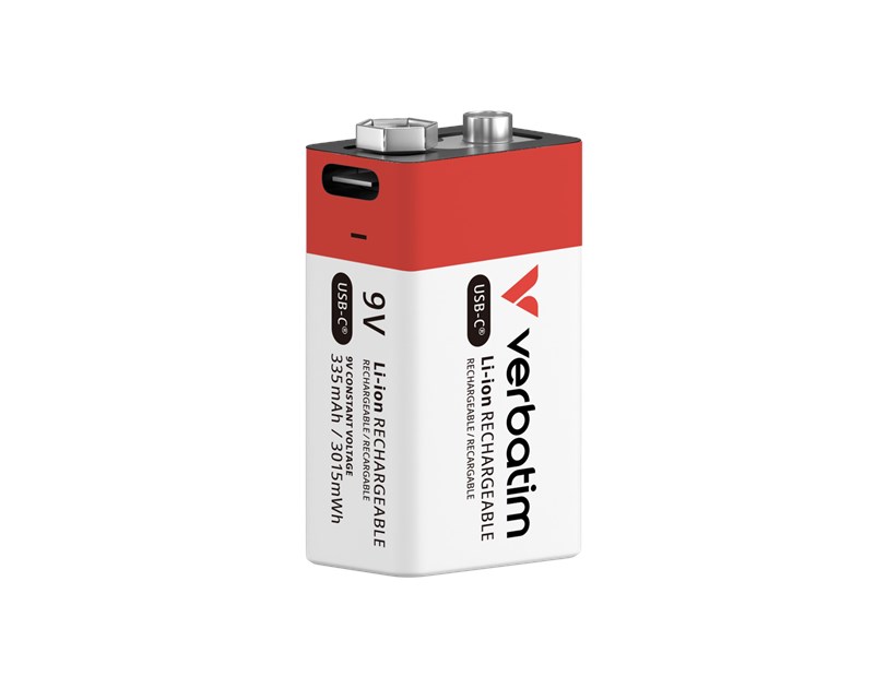 Verbatim 9V-6LR61 USB-C punjiva baterija, 9.0V, 335 mAh (1 komad)