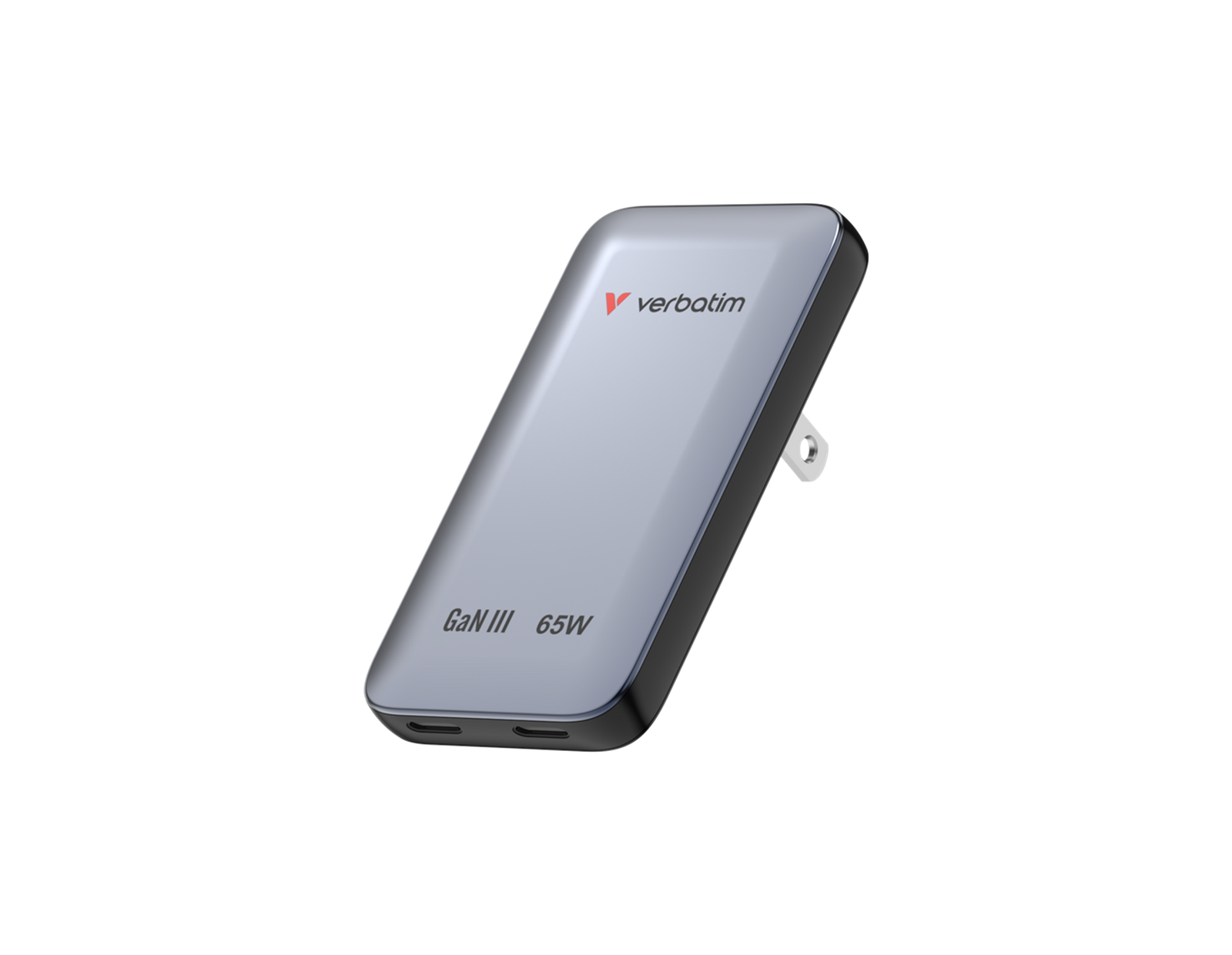 Verbatim Essentials Slim GaN zidni punjač 65 W, 2xUSB-C PD3.0, sivi