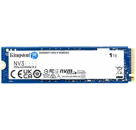 Kingston 1TB NV3 M.2 2280 PCIe 4.0 SSD, R/W: 6000/4000 MB/s (SNV3S/1000G)