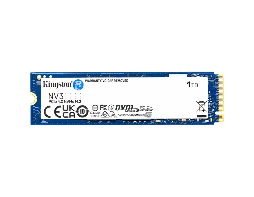 Kingston 1TB NV3 M.2 2280 PCIe 4.0 SSD, R/W: 6000/4000 MB/s (SNV3S/1000G)