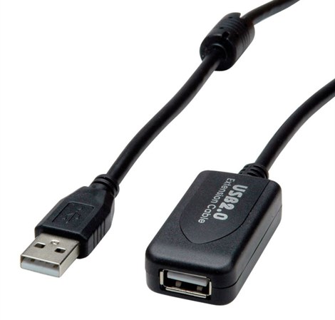 STANDARD USB2.0 aktivni produžni kabel sa ponavljačem, 15m, crni 