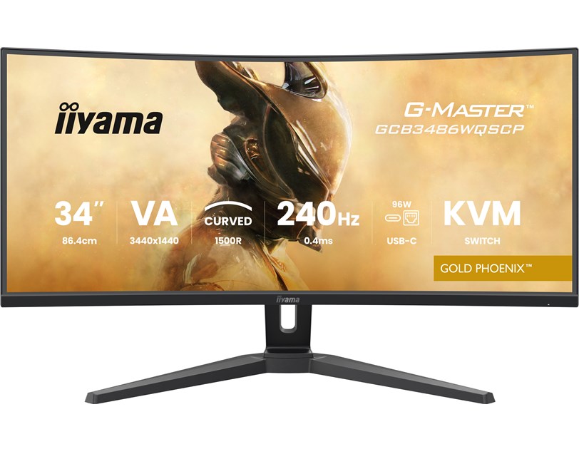 IIYAMA 34" GCB3486WQSCP-B1 UWQHD (3440x1440) VA Curved, 240Hz, 1500R 21:9, 500 cd/m2, 4000:1, 0.4ms, 2×HDMI/DP, USB-C Dock 95W, USB-Hub, RJ45, KVM, PiP, PbP, zvučnici