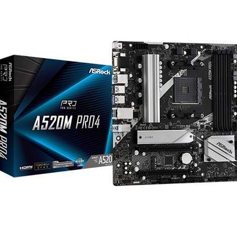 Asrock MB A520M PRO4, S. AM4, DDR4/4733+(OC), PCIe 3.0, G-LAN, VGA/HDMI/DP, mATX