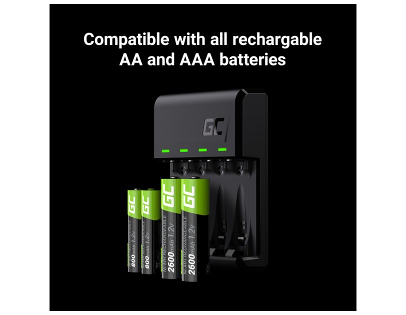 Green Cell punjač VitalCharger + 4x baterije AAA 800mAh Ni-MH