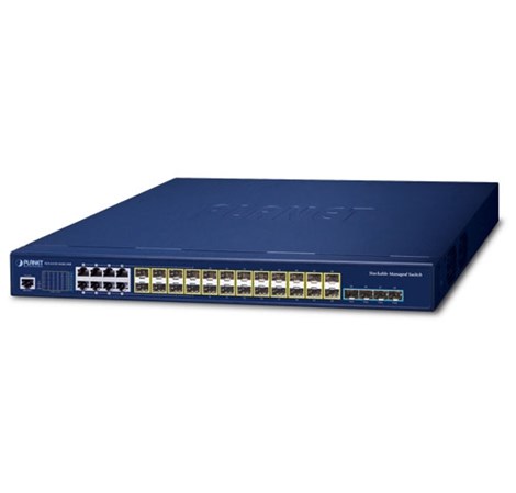 PLANET Layer 3 16-Port 10/100/1000X SFP + 8-Port Gigabit TP/SFP+ 4-Port 10G SFP+ Stackable Managed Switch