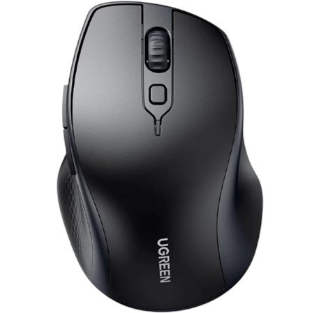 UGREEN MU101 ergonomski bežični miš, Dual Mode, Bluetooth 5.0 i 2,4 GHz, 4000 DPI, crni