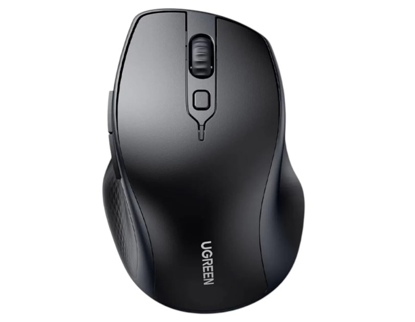 UGREEN MU101 ergonomski bežični miš, Dual Mode, Bluetooth 5.0 i 2,4 GHz, 4000 DPI, crni